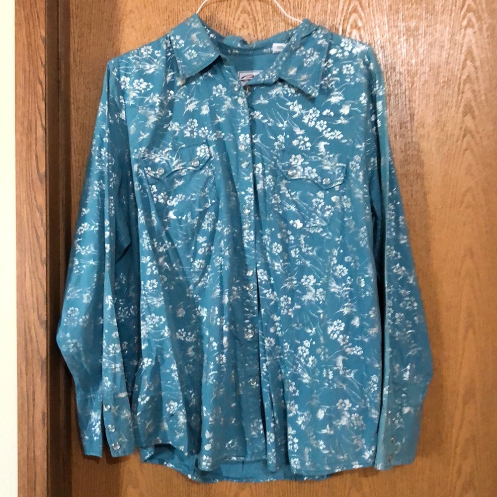 Blue with Silver over lay western button down